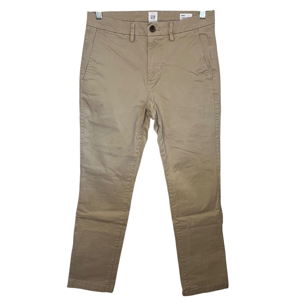 Gap Essential Khaki Straight Tan Chino Pants Cotton Twill Trousers Mens 28x30